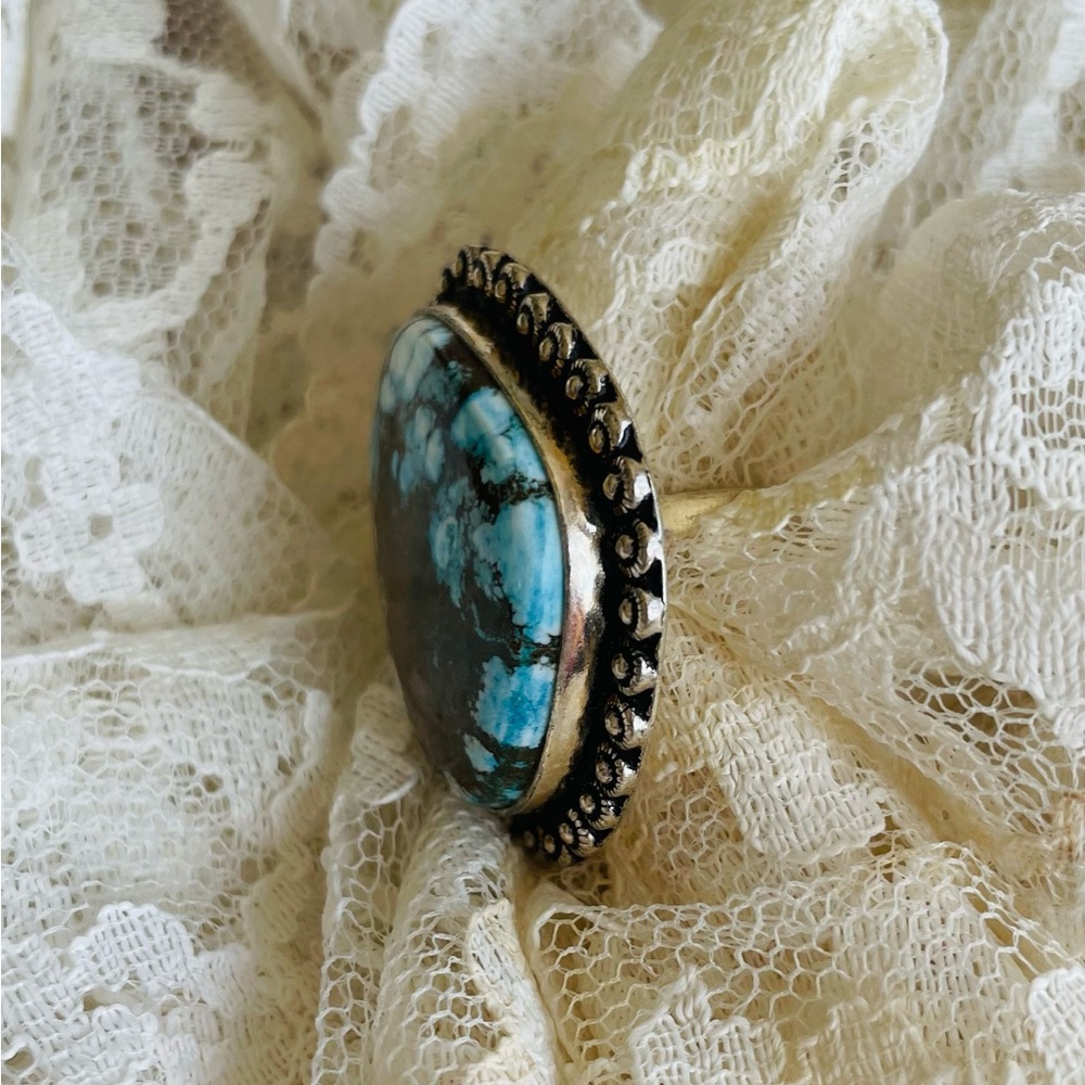 Sterling Silver Plated Semi Precious Blue Stone Ring
7.5”-8” - Picture 3 of 5